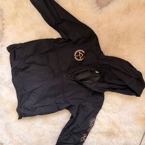Of The Trees Black Hooded windbreaker Jacket with Gold Logo